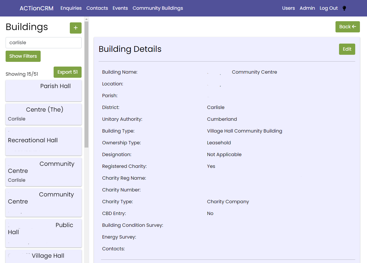 Dashboard  - Quick overview of all recent enquiries, broken down by region