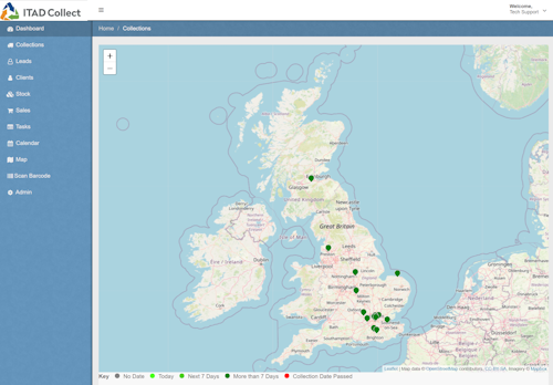 Map View - Showing location of upcoming collections